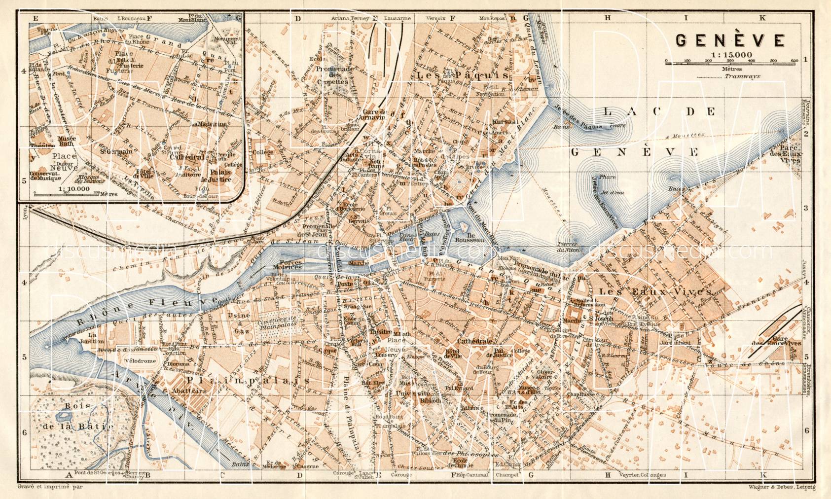 Old Map Of Geneva Genève In 1913 Buy Vintage Map Replica Poster Print Or Download Picture 4927