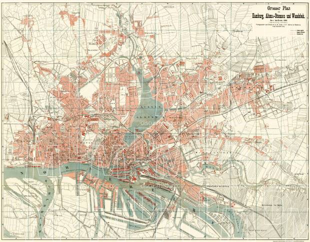 Old map of Hamburg, Altona and Wandsbek in 1894. Buy vintage map ...