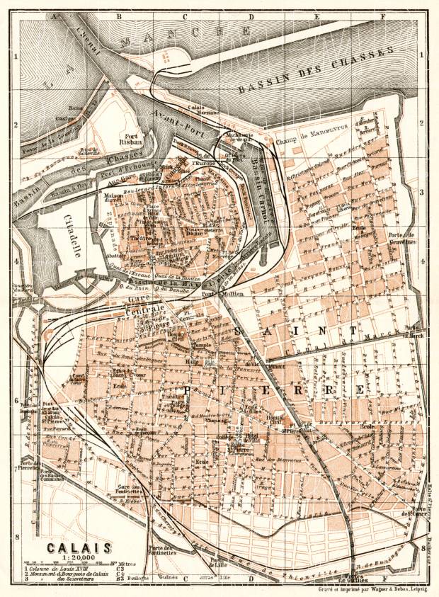 Old map of Calais in 1909. Buy vintage map replica poster print or ...