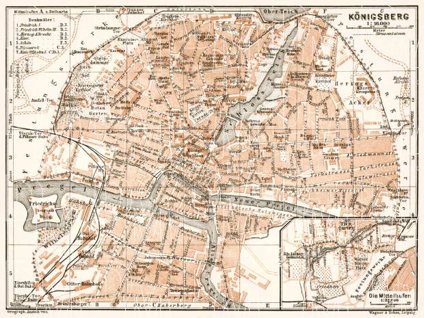 Old map of Königsberg in Preussen in 1911. Buy vintage map replica ...