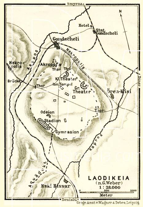 Old Map Of The Site Of Ancient Laodicea On The Lycus In 1905 Buy   65481dbc1ff98480b4bbd73463441c0c 