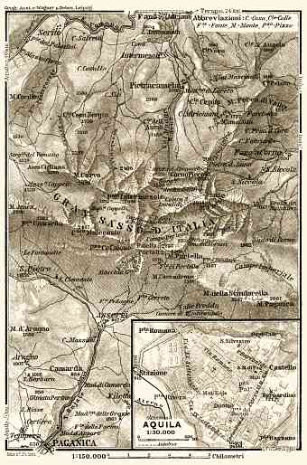 Paganica environs (Gran Sasso) and L´Aquila town plan, 1929