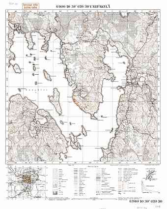 Varpakjulja Village Site. Varpakylä. Topografikartta 521402. Topographic map from 1940