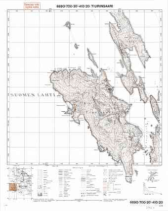 Zapadnyj Berjozovyj Island. Tiurinsaari. Topografikartta 304311. Topographic map from 1938