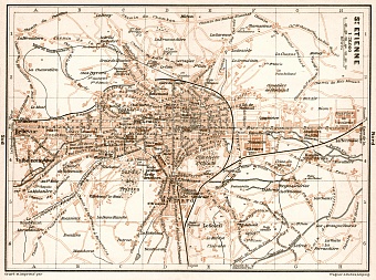 Saint-Étienne city map, 1902