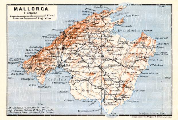 Old map of Mallorca in 1929. Buy vintage map replica poster print or ...