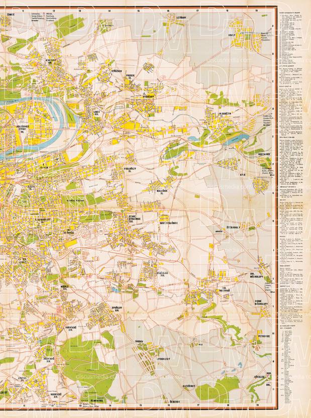 Old map of Prague (Praha), right half in 1944. Buy vintage map replica ...