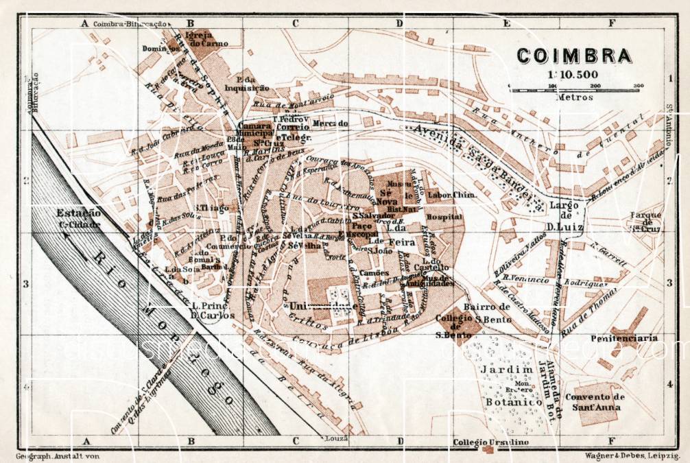 Old Map Of Coimbra In 1913 Buy Vintage Map Replica Poster Print Or Download Picture 5088