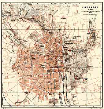 Wiesbaden city map, 1905