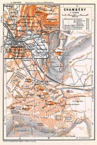 Chambéry city map, 1913