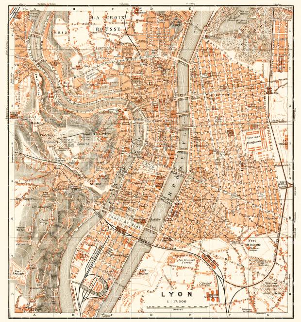 Old map of Lyon in 1910. Buy vintage map replica poster print or ...