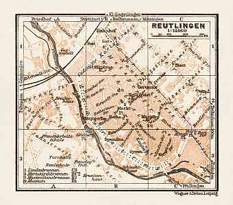 Reutlingen city map, 1909