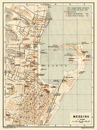 Messina city map, 1929