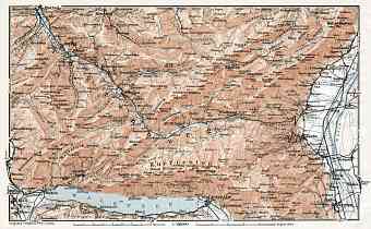 Toggenburg District with Säntis Mountain chain map, 1909