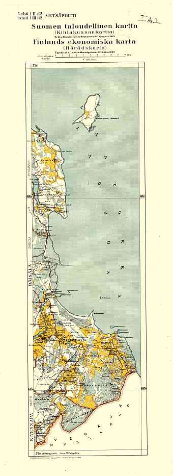 Zaporožskoje. Metsäpirtti. Taloudellinen kartta. Economic map from 1920