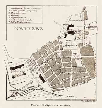 Vadstena city map, 1899