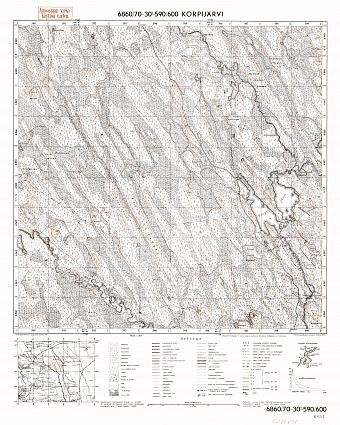 Korpijarvi Lake. Korpijärvi. Topografikartta 521104. Topographic map from 1935