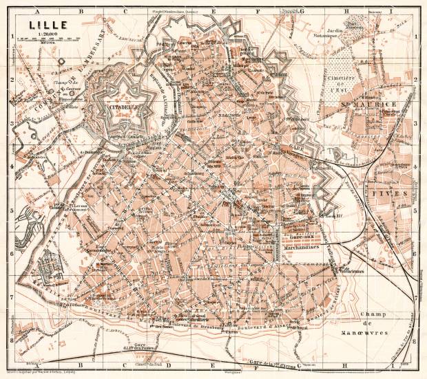 Old map of Lille in 1909. Buy vintage map replica poster print or ...