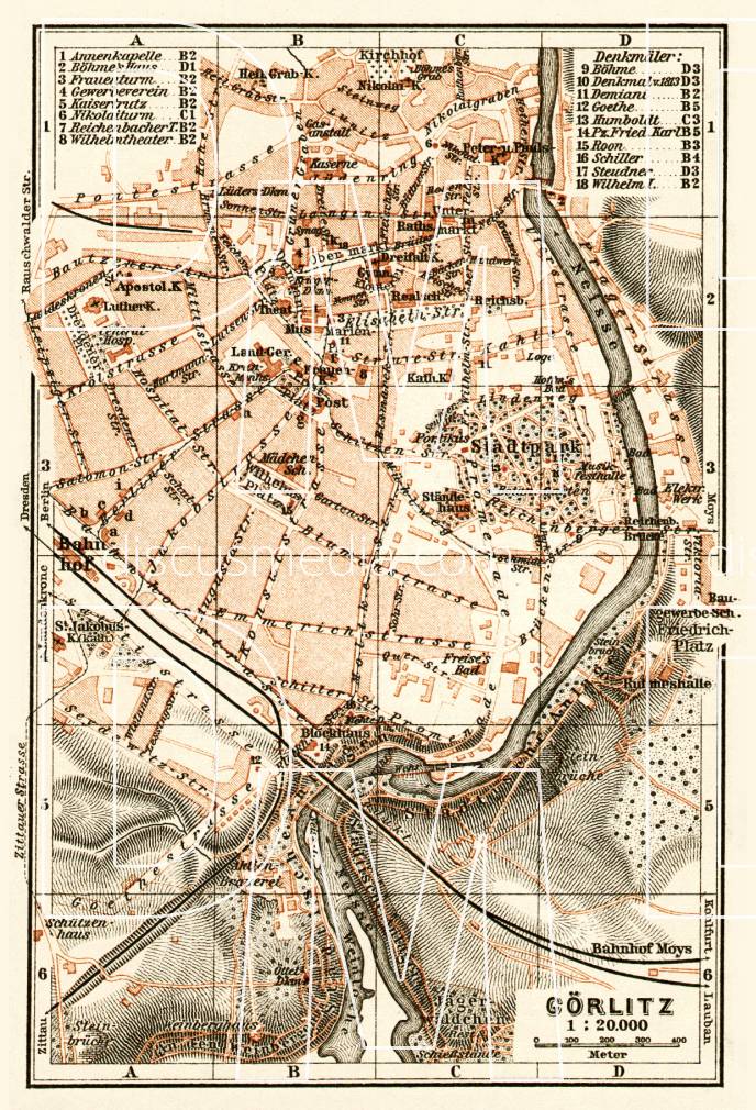 Old map of Görlitz in 1906. Buy vintage map replica poster print or ...