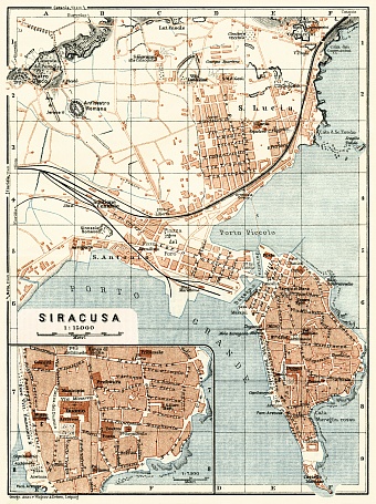 Syracuse (Siracusa) city map, 1929