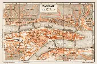 Passau city map, 1909