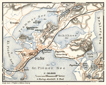 Plön, city and environs map, 1911