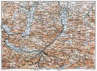 Salzkammergut region map (northern part), 1910