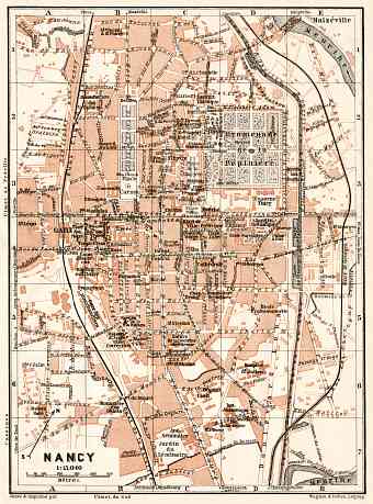 Nancy city map, 1909