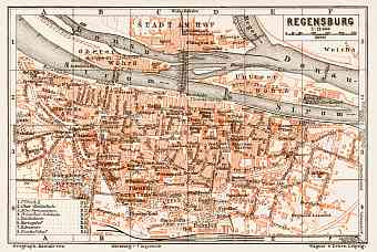 Regensburg city map, 1909