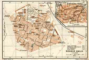 Reggio (Reggio Emilia) city map, 1908