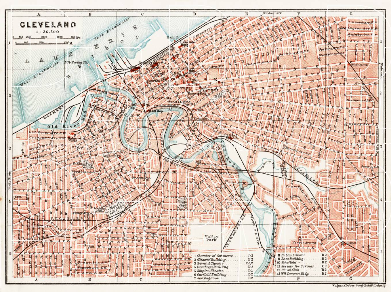 Old Map Of Cleveland In 1909 Buy Vintage Map Replica Poster Print Or Download Picture 3372