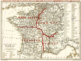 Road map of France, 1900