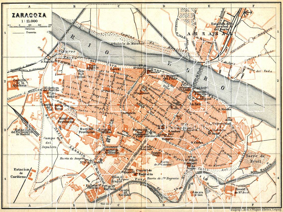 Old Map Of Saragossa (zaragoza) In 1899. Buy Vintage Map Replica Poster 