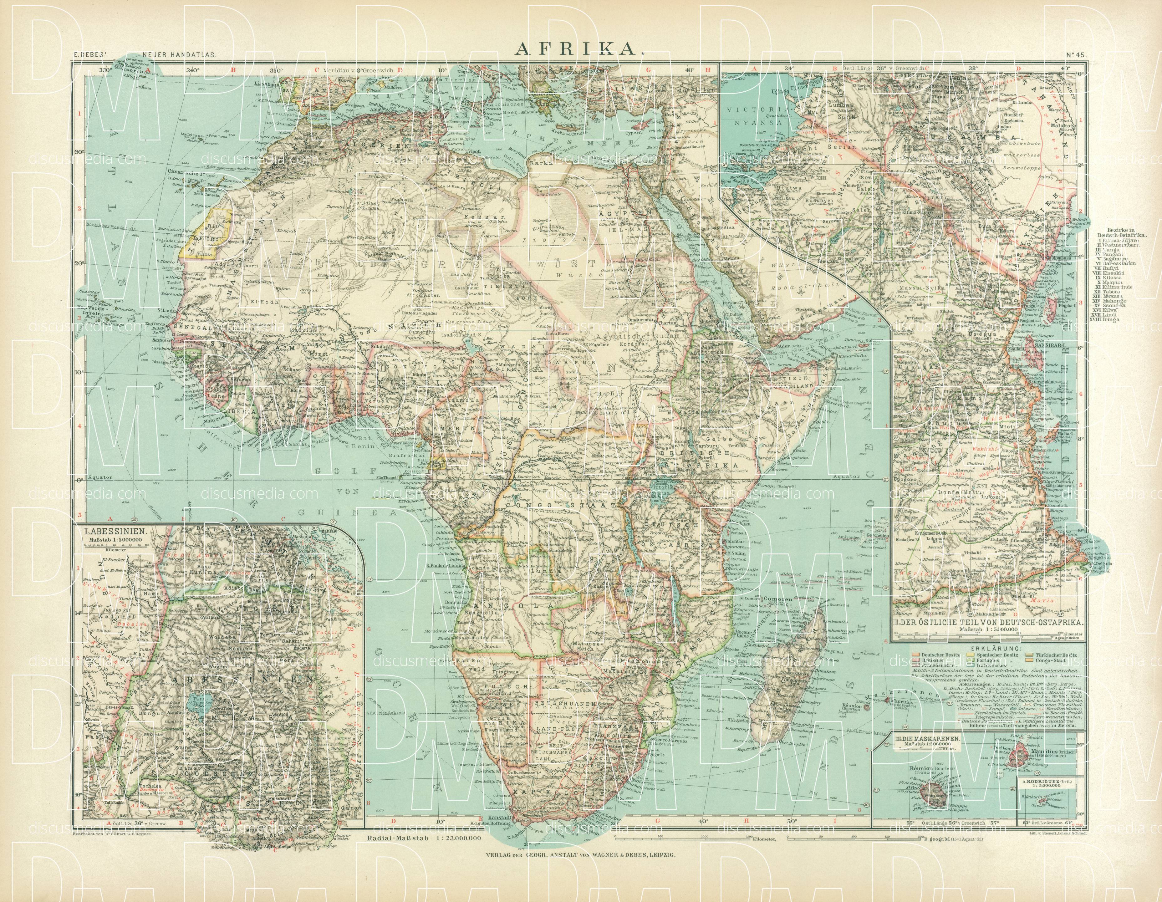 Old map of Africa in 1905. Buy vintage map replica poster print or ...