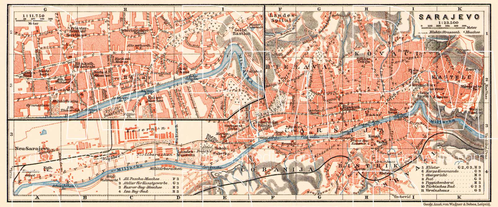 Old Map Of Sarajevo In 1913. Buy Vintage Map Replica Poster Print Or ...