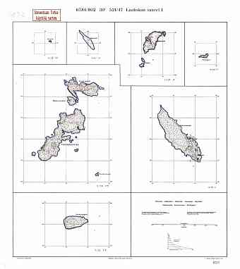 Sittu, Jalajansaari, Mjokkerikkjo, Hanhipaasi etc. Islands. Sittuluoto, Jalajansaari, Mökerikkö, Hanhipaasi, jne.. Topografikartta . Topographic map from 1933