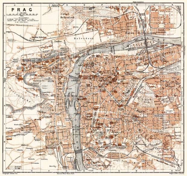 Old map of Prague (Praha) in 1911. Buy vintage map replica poster print ...