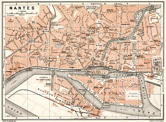 Nantes city map, 1909