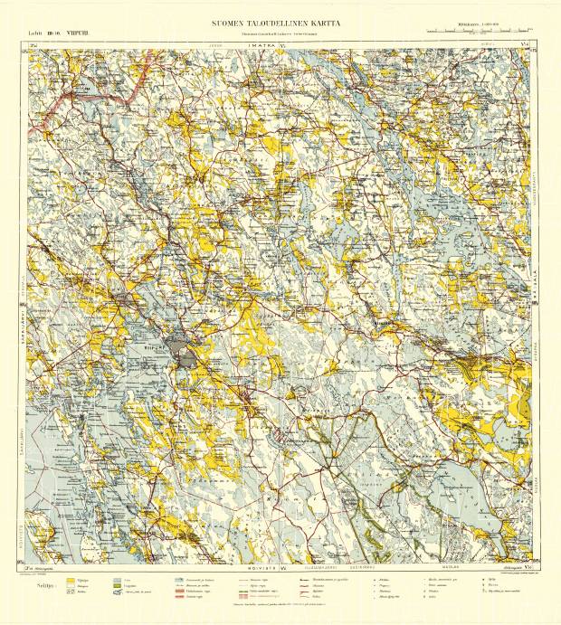 Old map of Viipuri (Vyborg) and vicinity in 1940. Buy vintage map replica  poster print or download picture