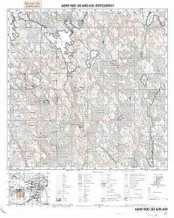 Mustalampi Lake. Repojärvi. Topografikartta 521207. Topographic map from 1939