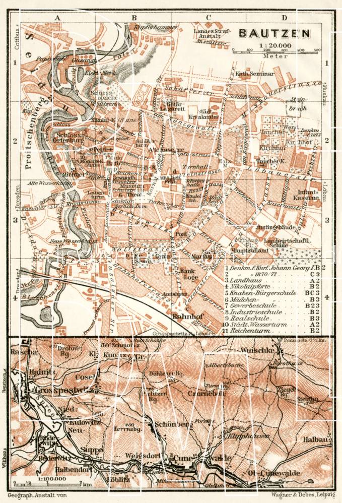 Old map of Bautzen in 1911. Buy vintage map replica poster print or ...