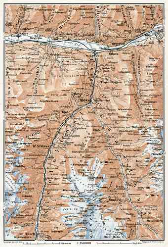 Stalden and Saas River Valley map, 1909