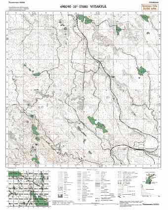 Vitška. Vitsakylä. Topografikartta 533310. Topographic map from 1942