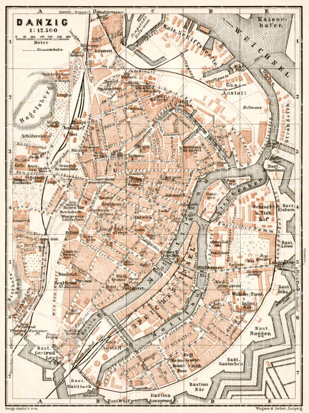 Old Map Of Danzig Gda Sk In 1911 Buy Vintage Map Replica Poster   9cba310f266445c246b6bf7ce68d502f 