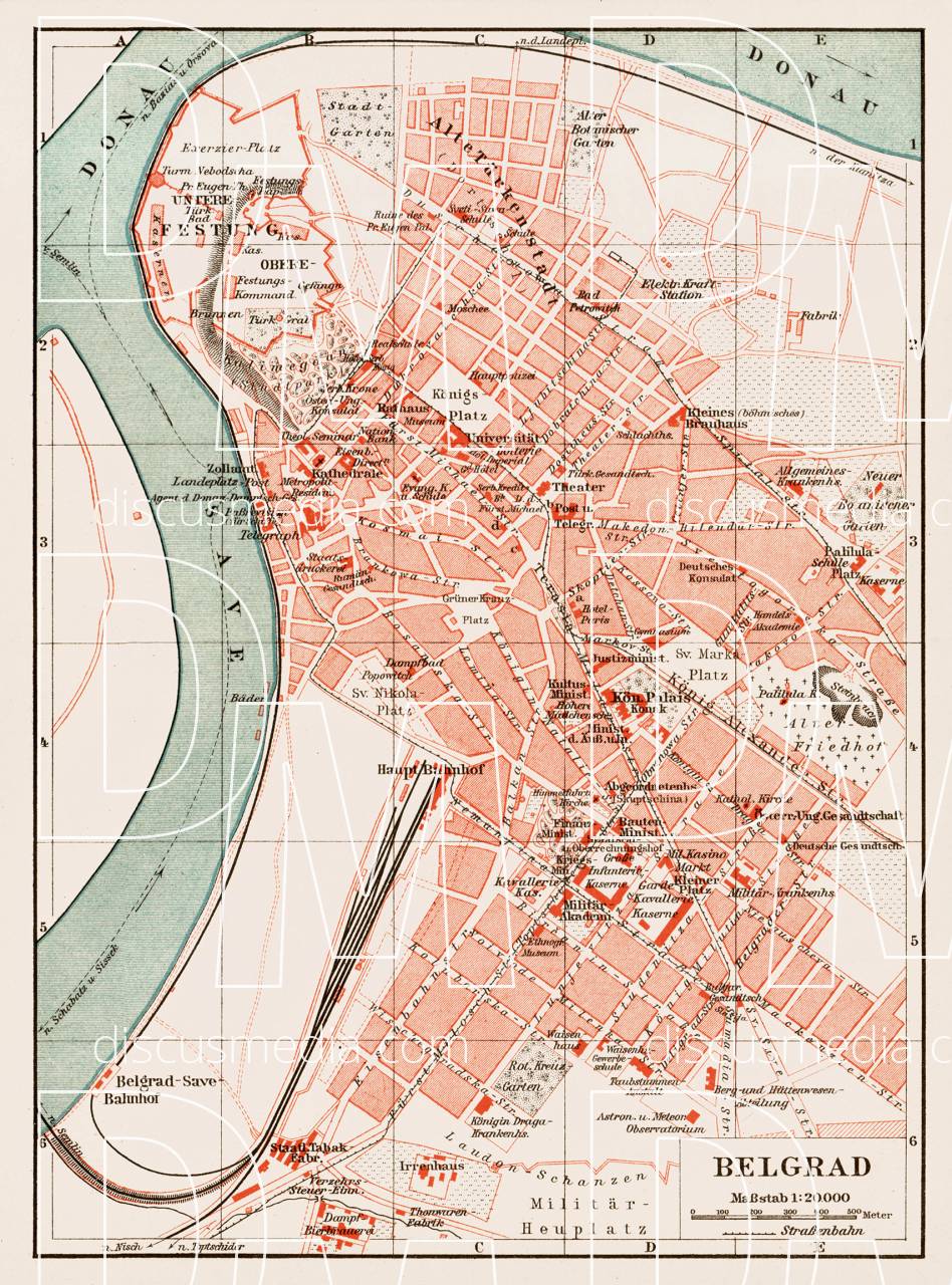 Old map of Belgrade (Beograd) in 1903. Buy vintage map replica poster ...