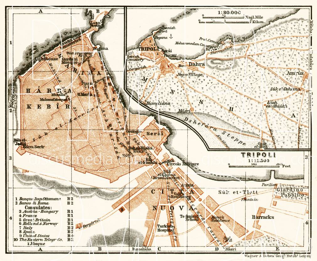 Old map of Tripoli in 1911. Buy vintage map replica poster print or ...