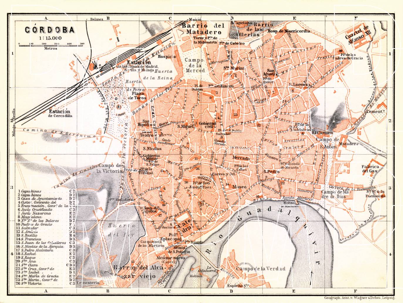 Old map of Córdoba in 1899. Buy vintage map replica poster print or ...