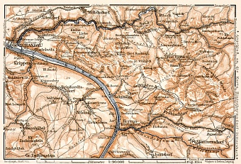 Sächsische Schweiz (Saxonian Switzerland) map from Schandau to Herruskrteschen, 1911