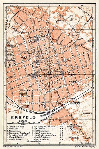 Krefeld city map, 1906