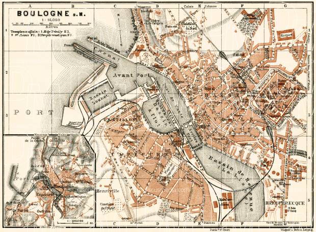 Old map of Boulogne-sur-Mer in 1913. Buy vintage map replica poster ...